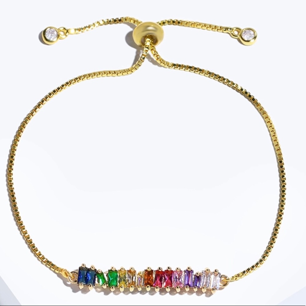 Adjustable rainbow colors crystal bracelet